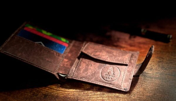 Brown cork vegan bifold wallet