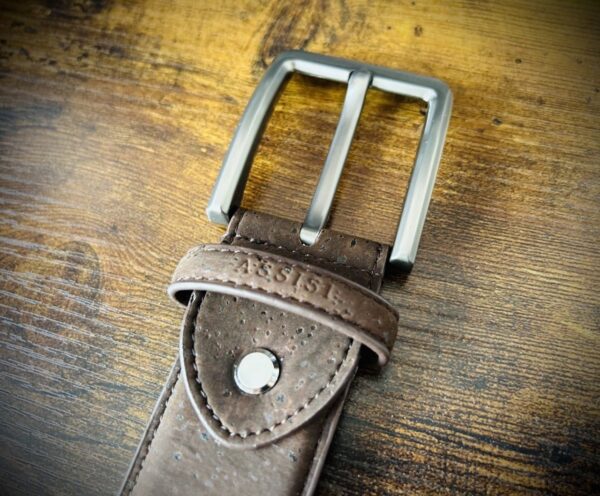 Brown faux leather belt for men