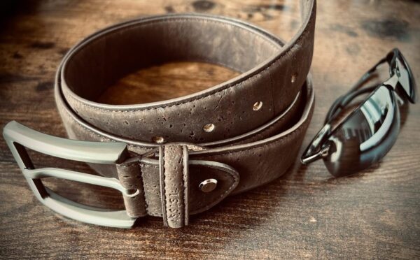 brown vegan leather belt for men
