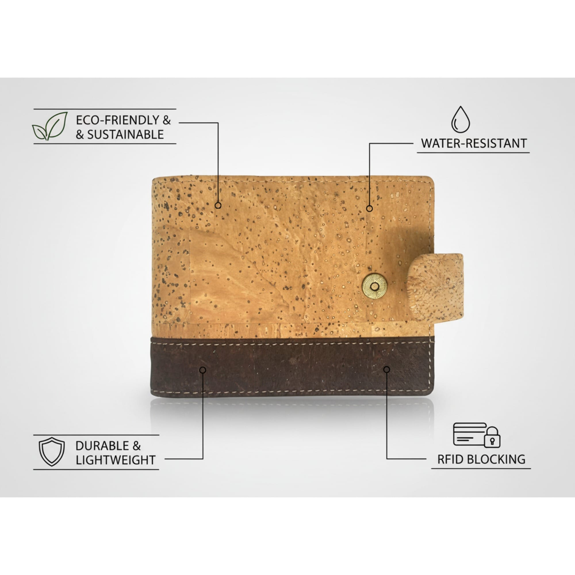 two tone vegan cork wallet rfid