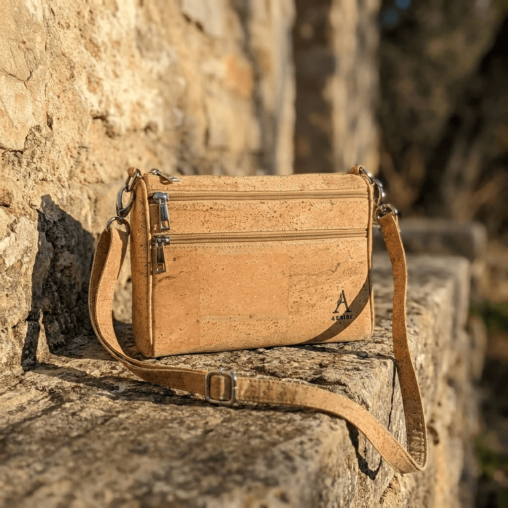natural cork crossbody handbag