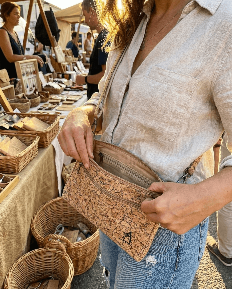 natural cork crossbody handbag