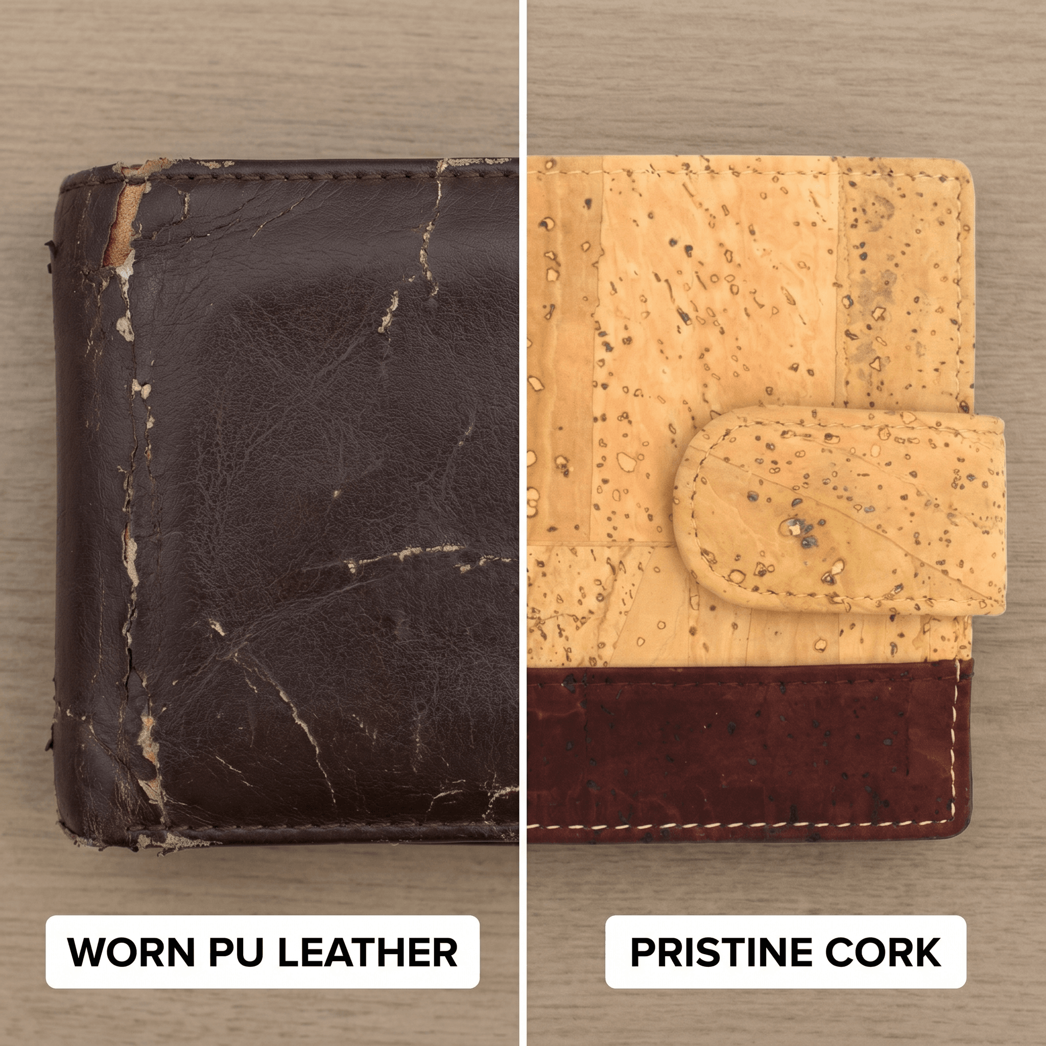 two tone vegan cork wallet rfid