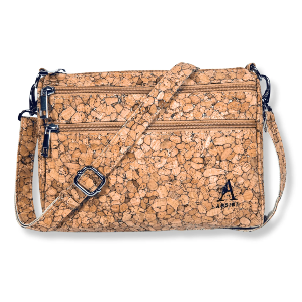mosaic cork tan handbag