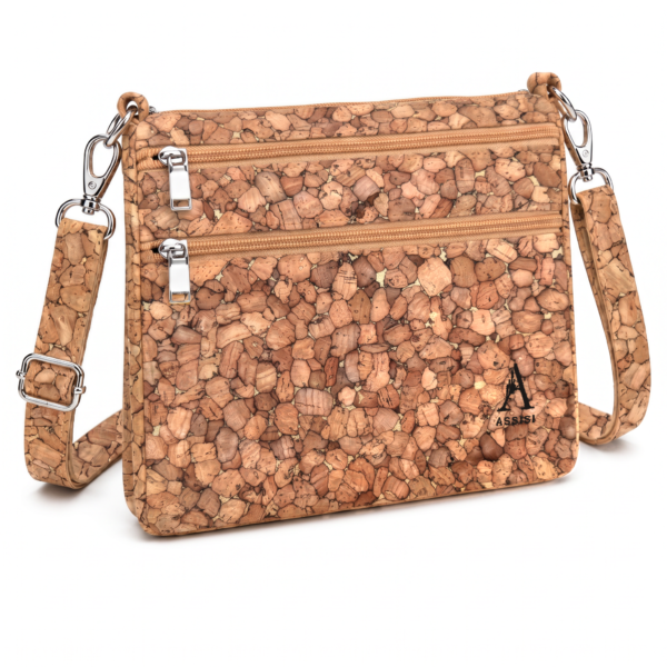 mosaic cork shoulder crossbody bag