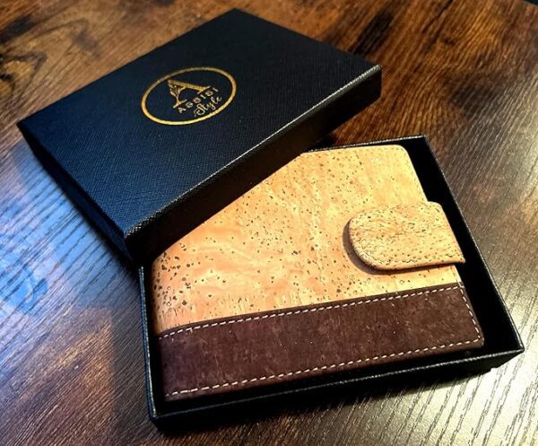 mans vegan wallet brown two tone