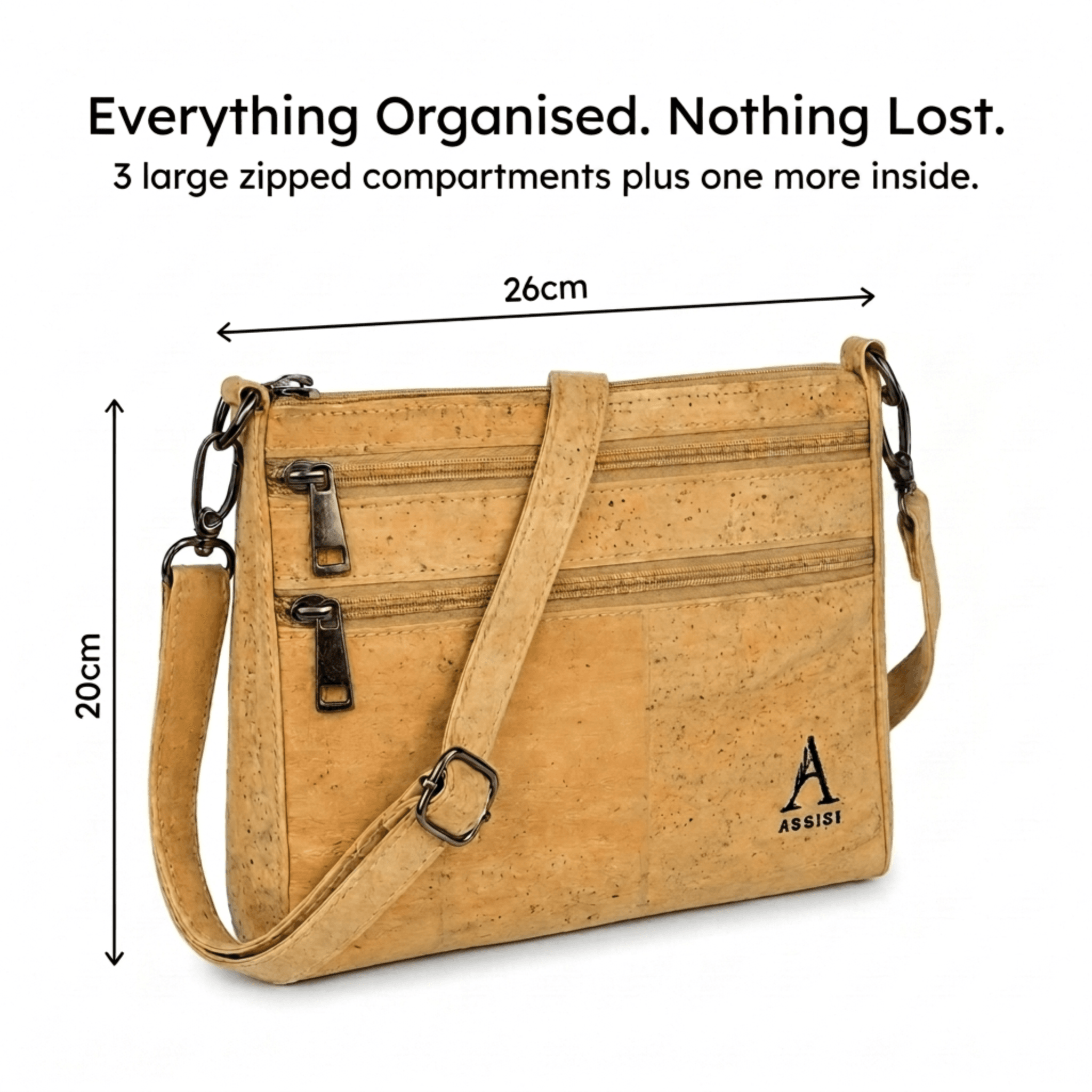 natural cork crossbody handbag