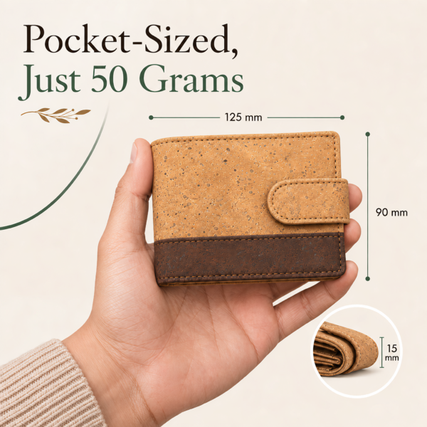 cork wallet for men - vegan wallet - natural cork bifold - 3rd anniversary, 5th anniversary gift