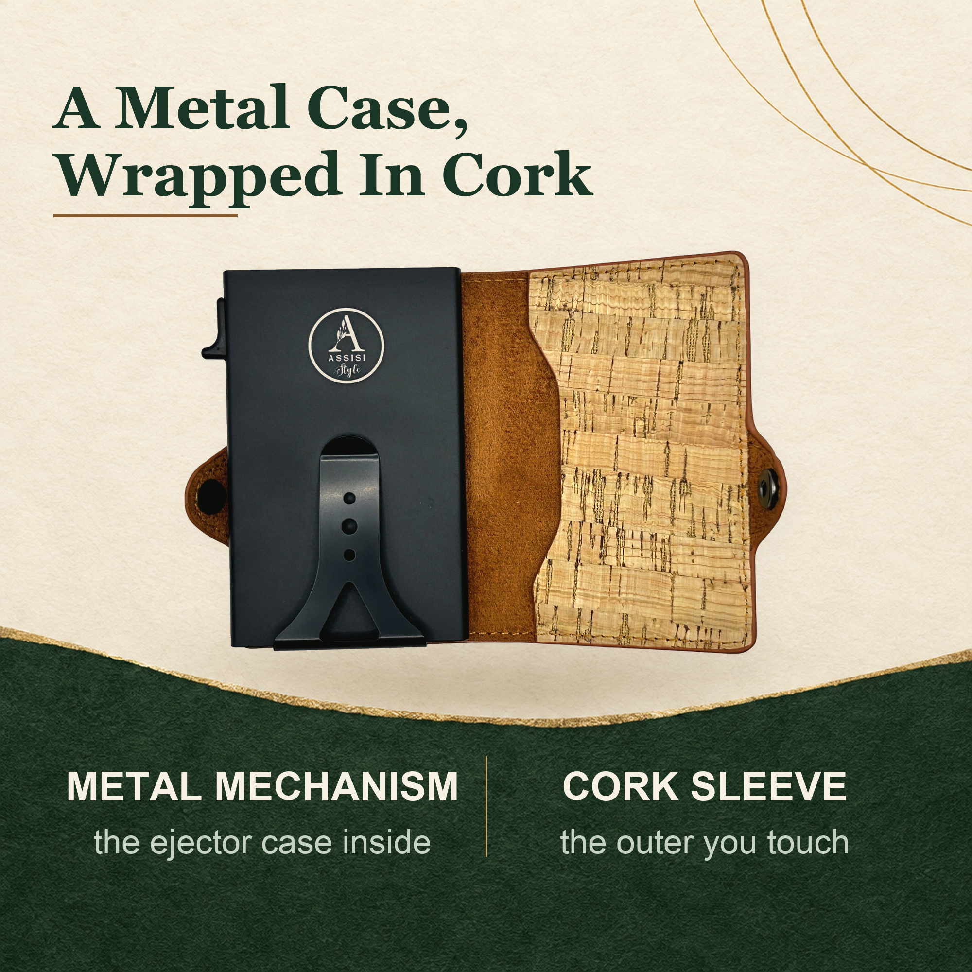 minimalist cork vegan pop up card wallet 3rd 5th anniversary