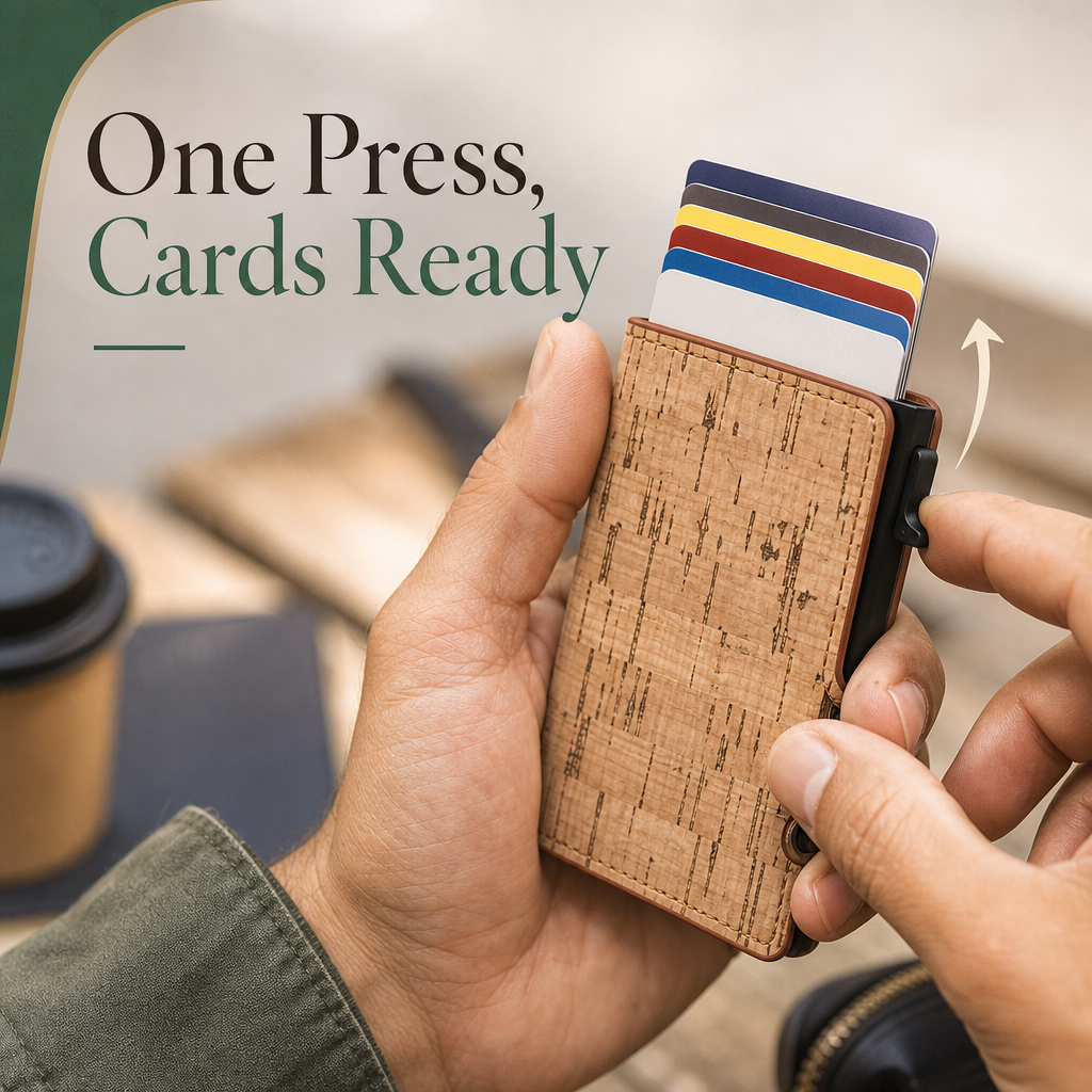 minimalist cork vegan pop up card wallet 3rd 5th anniversary