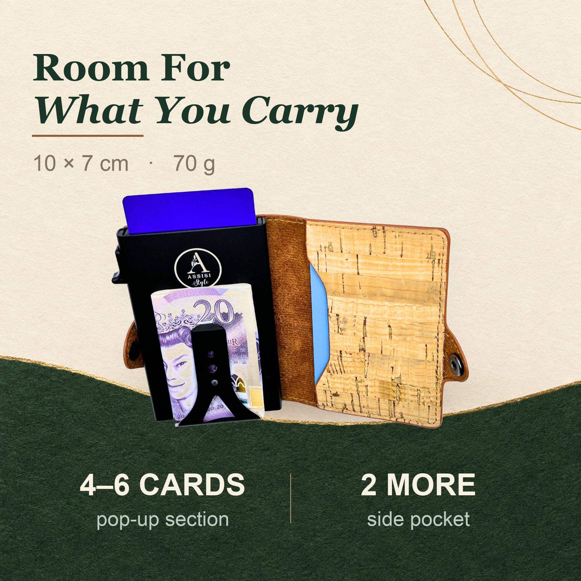 minimalist cork vegan pop up card wallet 3rd 5th anniversary