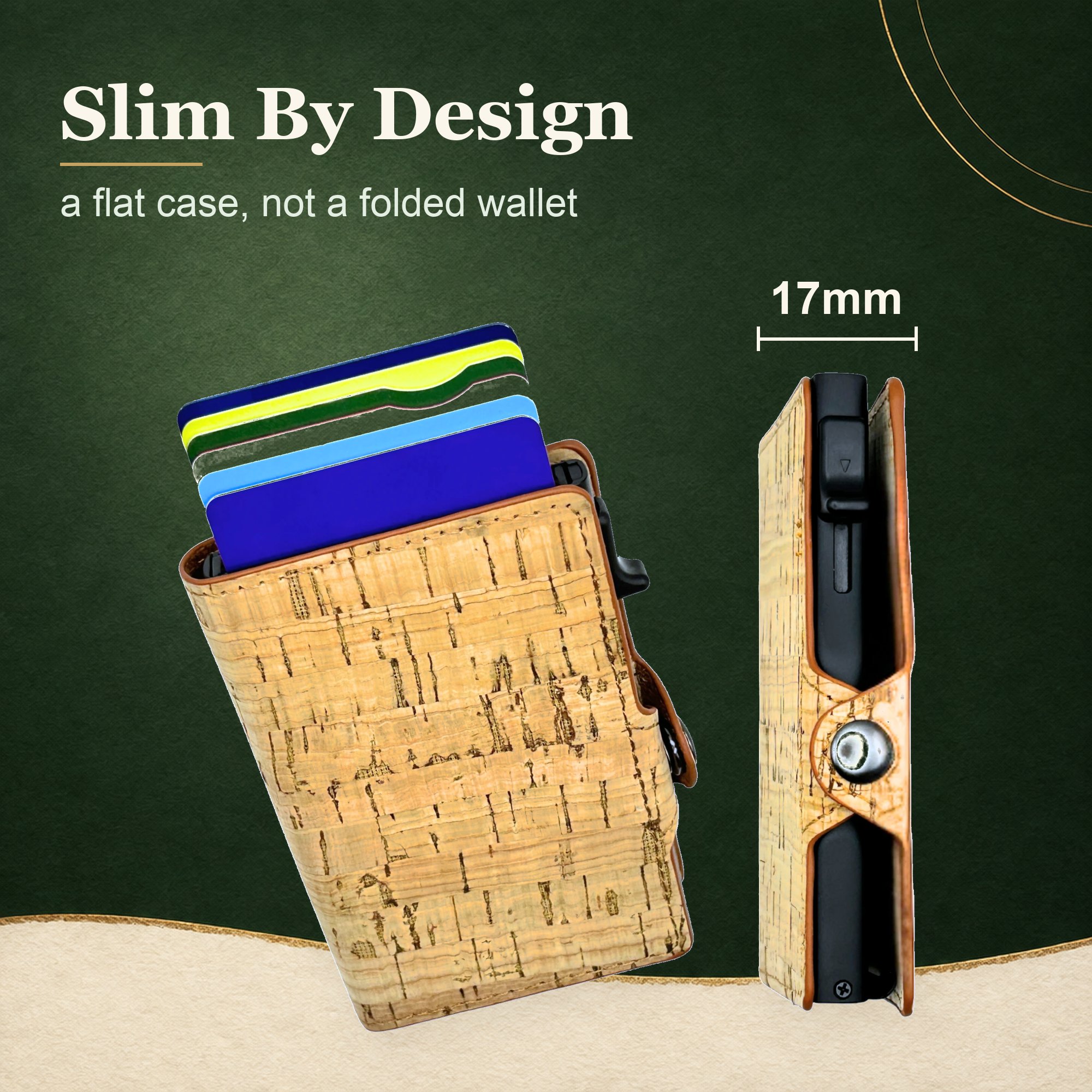 minimalist cork vegan pop up card wallet 3rd 5th anniversary