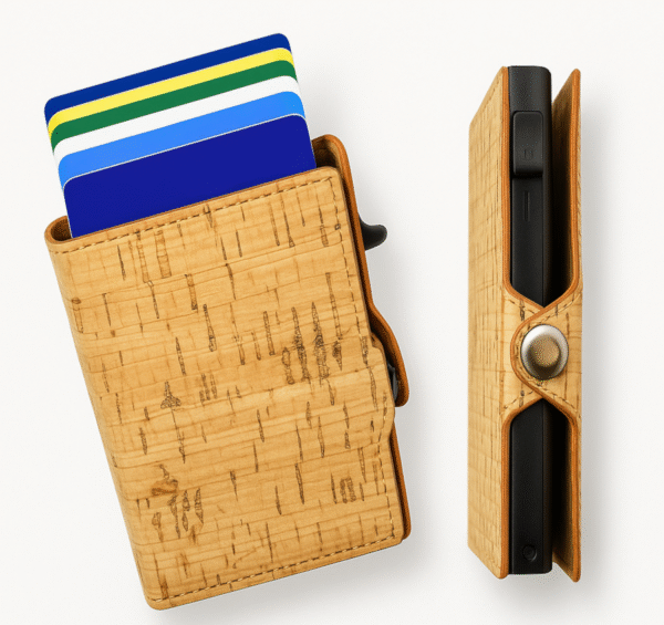 natural cork pop up card holder