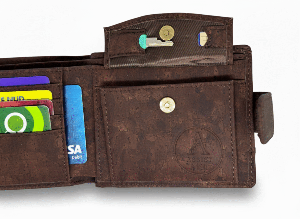 Brown vegan cork wallet for men
