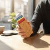 Cork pop up card holder