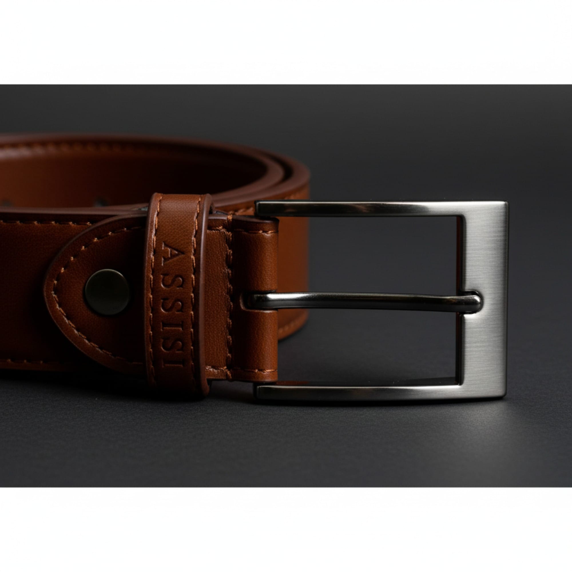 Vegan Belt for Men - Brown Cactus Leather Belt - Image 4