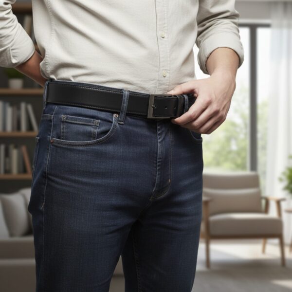 unisex black formal cactus leather belt